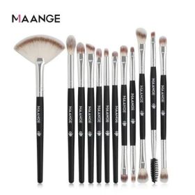 MAANGE 12 Pcs Makeup Brushes Set Black Handle