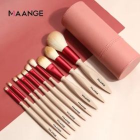 MAANGE 10 PCs Makeup Brush Set Maroon