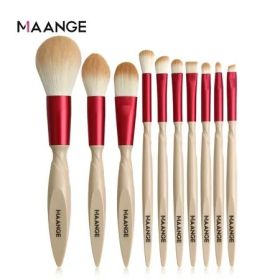 MAANGE 10 PCs Makeup Brush Set Red