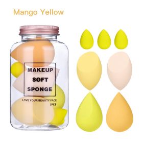 7Pcs Makeup Sponge Set Face Beauty Cosmetic Powder Puff for Foundation Cream Concealer Make Up Blender Tools Sponge (Color: Mango Yellow)